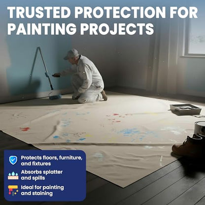 Tarps Now 5x20 ft Premium Heavy Duty Canvas Drop Cloth for Painting - Reusable Painter Tarp, 100% Cotton Fabric Floor Cover & Furniture Protection, Washable Paint Drop Cloth - size: 5' x 20'