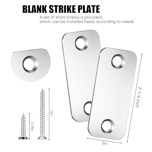 Blulu 2 Set Door Hole Cover Plate 1" x 2-1/4" Stainless Steel Door Strike Filler Plate Latch Filler, Increase Home Security on Entry (Silver) - color: Silver