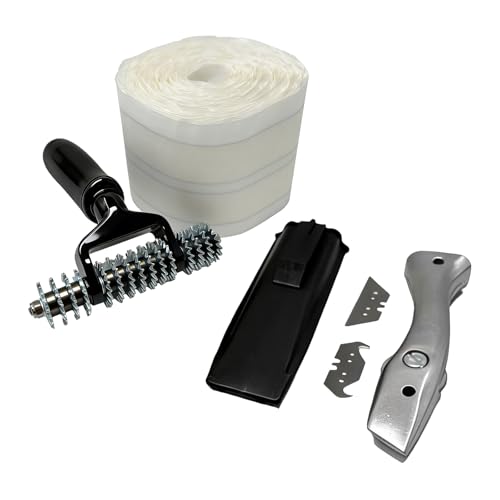 Carpet Patch Repair Kit with 5-Inch Star Wheel Seam Roller, 30ft Double-Sided Carpet Joining Tape and Fixed Blade Roofing Knife, DIY Carpets Repair Kit for Carpet Maintenance Tasks