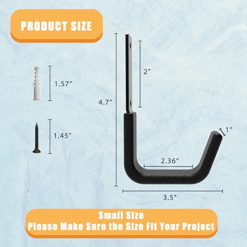 Heavy Duty Utility Hooks - Wall Mount, Hose Holder, Bike & Ladder Hooks, Chainsaw & Leaf Blower Hanger - 8 Small - size: 8 S