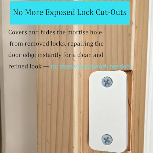 Door Edge Latch Hole Cover Plate for Deadbolt, Stainless Steel Door Edge Hole Filler Plate to Hide Unused Latch Holes, 1" x 2-1/4" (57 x 25 mm) (White, 1" x 2-1/4") - color: White