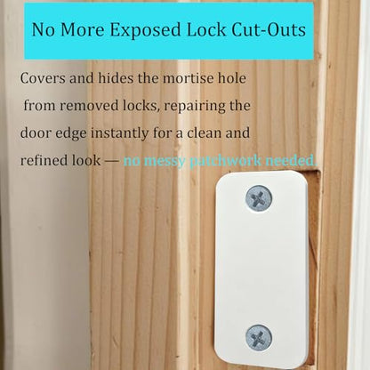 Door Edge Latch Hole Cover Plate for Deadbolt, Stainless Steel Door Edge Hole Filler Plate to Hide Unused Latch Holes, 1" x 2-1/4" (57 x 25 mm) (White, 1" x 2-1/4") - color: White