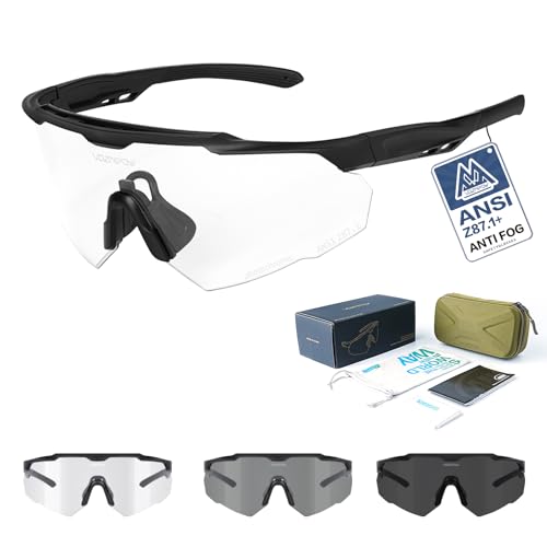 Shooting Glasses Anti Fog with High Definition Lenses, ANSI Z87+ Certified Tactical Safety Glasses for Men Women - color: P1-photochromic Grey