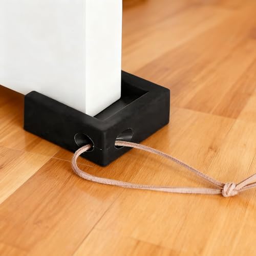 Door Stopper, Shock Absorbent Block Door Stop Wedge, Home Office Door Anti-Collision Non Slip Doorstop for Most Floor Types and Carpet Heavy Duty Door(Black) - color: Black