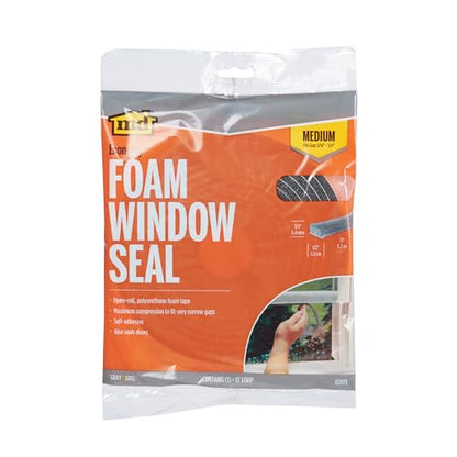 M-D Building Products 02071 1/4 in. x 1/2 in. x 17 ft. Gray Economy Foam Window Seal for Medium Gaps - size: 1/4" x 1/2"