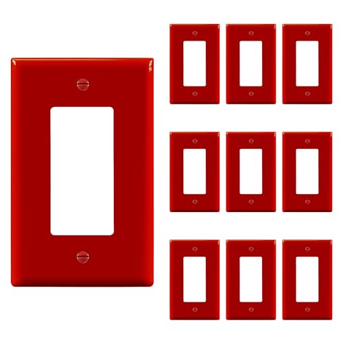 ENERLITES Decorator Light Switch or Receptacle Outlet Wall Plate, Gloss Finish, Mid-Size 1-Gang 4.88" x 3.11", Polycarbonate Thermoplastic, UL Listed, 8831M-R-10PCS, Red, 10 Pack - color: Red, size: Mid Size