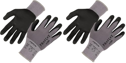 Ergodyne ProFlex 7000 Nitrile Coated Work Gloves, Foam Nitrile Palms for Flexible No Slip Grip, Abrasion Resistant, 15g, Touchscreen Capable,Gray, Large (Pack of 2) - size: Large (Pack of 2)