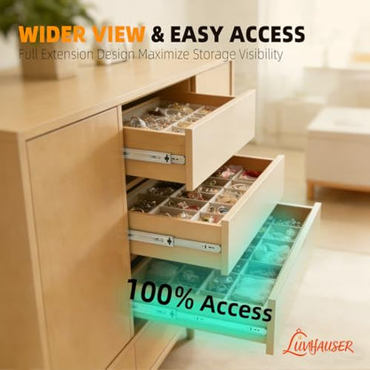 1 Pairs Full Extension Drawer Slides, 18 Inch Heavy Duty Drawer Runners, Side Mount Dresser Cabinet Rails, 1.77 Inch Width Slides for Kitchen Cabinet, 100LB(45kg) Capacity, Anti-Rust & Long-Lasting - size: 18 Inch