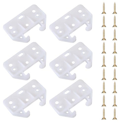 cobee 6 Pcs White Drawer Rail Brackets, Drawer Track Guide with 18 Screws, Drawers Bottom Replacement for Hutches and Drawers Systems