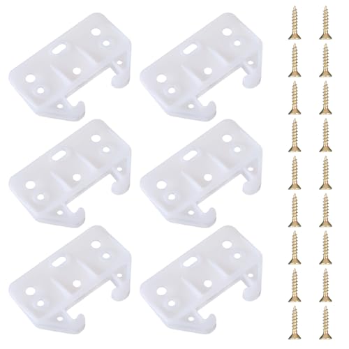 cobee 6 Pcs White Drawer Rail Brackets, Drawer Track Guide with 18 Screws, Drawers Bottom Replacement for Hutches and Drawers Systems