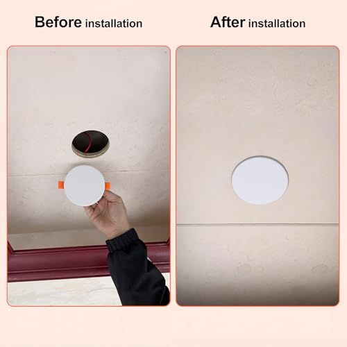 3.7-Inch Spring Mount Ceiling Cover Plates, Recessed Light Trim Wall, Downlight Hole Cap Decorative Panel with Buckle Fit 2-3.3inch Round Hole Ceiling Openings, White 1 Pack - size: Fit: 2-3.3inch