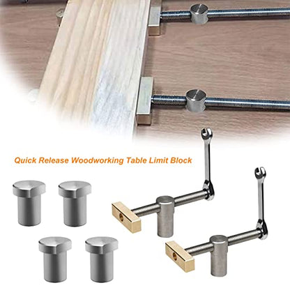 2 Pack Bench Dog Clamp with 4 Pack Woodworking 3/4 Inch Bench Dogs Hole Clamp Adjustable Workbench Stop Stainless Steel Brass Carpenter Tool (19mm)