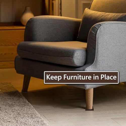 2x2 Square Rubber Furniture Caster Cups, Anti-Sliding Furniture Pads Bed Stopper Floor Protectors with Grip - Protect Any Flooring - size: 12 Pcs Brown