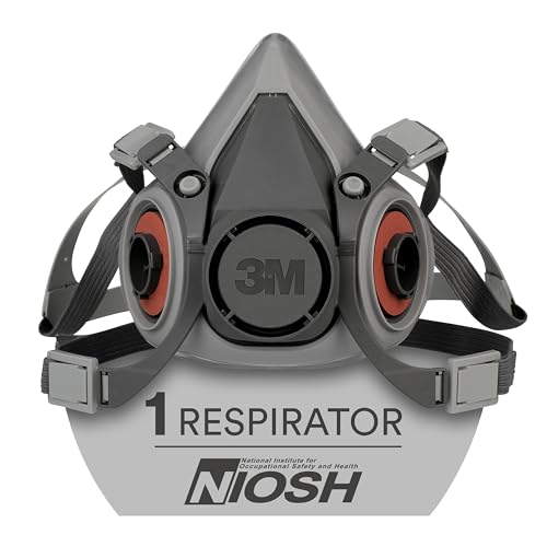 3M Half Facepiece Reusable Respirator 6100, NIOSH, Four-Point Harness, Comfortable Fit, Dual Airline Supplied Air Compatible, Bayonet Connections, Painting, Sanding, Cleaning, Small - style: Small