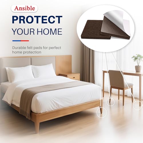 Ansible 60 PCS Felt Furniture Pads 1", Felt Pads for Chair Leg Floor Protectors for Hardwood Floors Square (Brown) - size: 60 PCS 1" Brown, Square