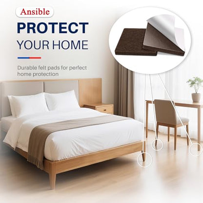 Ansible 60 PCS Felt Furniture Pads 1", Felt Pads for Chair Leg Floor Protectors for Hardwood Floors Square (Brown) - size: 60 PCS 1" Brown, Square
