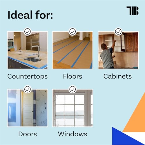TapeManBlue Floor Protection Paper, 36 inch x 166 ft Roll, Made in USA, 69# Brown Rosin Masking Paper Roll, 100% Recycled, Thick Floor Covering for Painting, Moving, and Construction