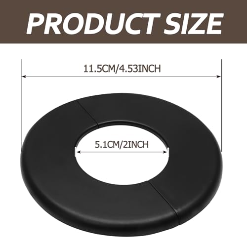 2 Pcs Wall Split Flange, Self-Adhesive Plumbing Cover Plates for Faucet, Kitchen, Toilet Decorative - Fits 51mm Pipes, Black