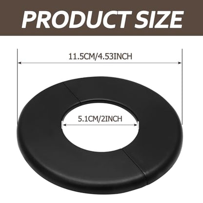 2 Pcs Wall Split Flange, Self-Adhesive Plumbing Cover Plates for Faucet, Kitchen, Toilet Decorative - Fits 51mm Pipes, Black