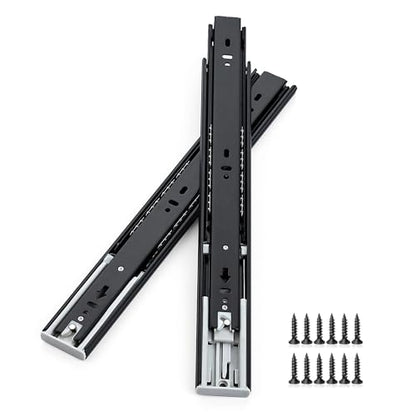 Soft Close Drawer Slides 12 Inch, Full Extension Ball Bearing Heavy Duty Drawer Slides Side Mount for Cabinet (1 Pairs, Black) - size: 12 Inch
