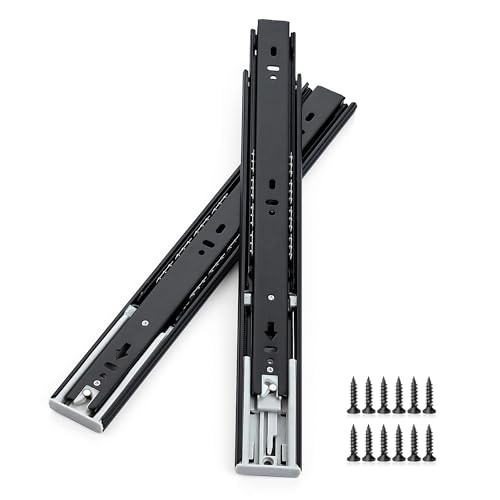 Soft Close Drawer Slides 12 Inch, Full Extension Ball Bearing Heavy Duty Drawer Slides Side Mount for Cabinet (1 Pairs, Black) - size: 12 Inch