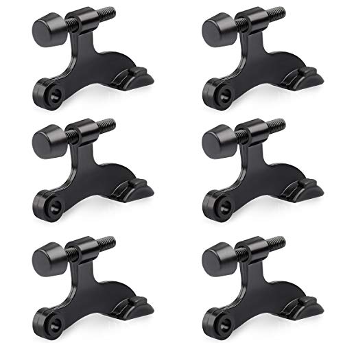 HOMOTEK 6 Pack Hinge Pin Black Door Stopper,Adjustable Deluxe Heavy Duty Door Stopper 2-1/2"x1-3/4”,with Black Rubber Bumper Tips - color: Black, size: 6 Pack