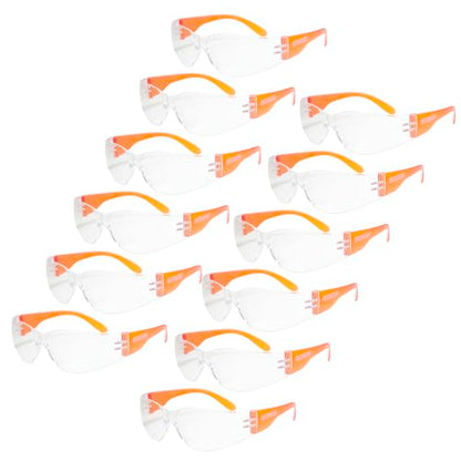 JORESTECH Safety Glasses, ANSI Z87+ Compliant, Impact-Resistant Polycarbonate Lenses, UV Protection, Anti-Scratch Coating, 12-Pack - color: Orange