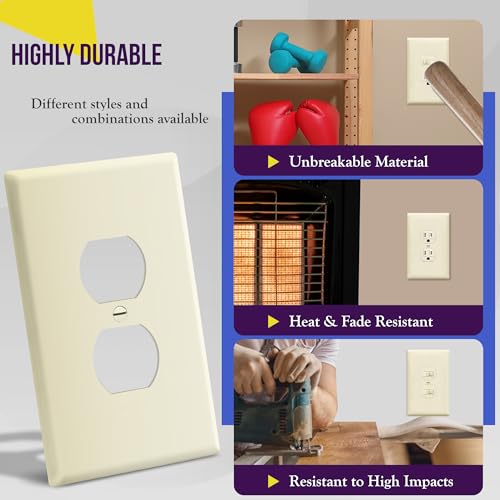 ENERLITES Duplex Receptacle Outlet Wall Plate, Jumbo Electrical Outlet Cover, Gloss Finish, Oversized 1-Gang 5.51" x 3.50", Polycarbonate Thermoplastic, 8821O-LA, Light Almond - color: Light Almond, size: Over-Size