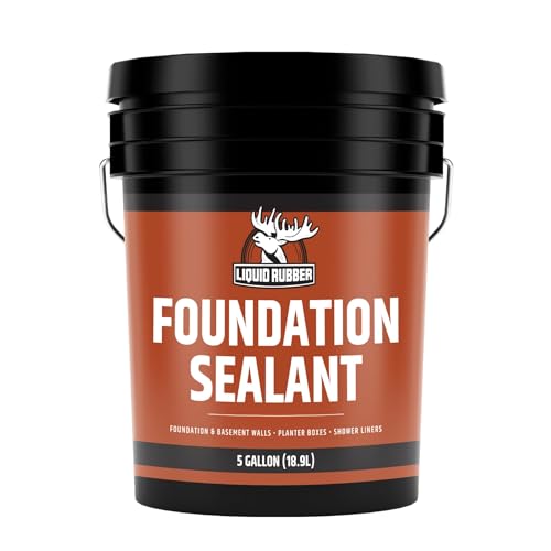 Liquid Rubber Basement and Foundation Repair Sealant - Waterproof Concrete Sealer & Crack Filler - Flexible Coating for Indoor & Outdoor Use - Waterproofing Paint - Black, 5 Gallon - size: 5 Gallon