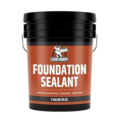 Liquid Rubber Basement and Foundation Repair Sealant - Waterproof Concrete Sealer & Crack Filler - Flexible Coating for Indoor & Outdoor Use - Waterproofing Paint - Black, 5 Gallon - size: 5 Gallon