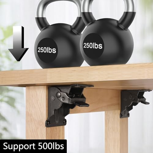 2 Pack Folding Brackets, Self-Lock Hinge with Screws for Folding Table Legs, Lock Extension Support Bracket Bed Legs, Black - color: Black