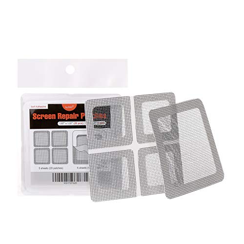 by.RHO Window and Door Screen Repair Patch kit. 25 Patches, (1⅞" x 1⅞" x 20pcs) (3½" x 3½" x 5pcs) - color: Small+medium / Gray