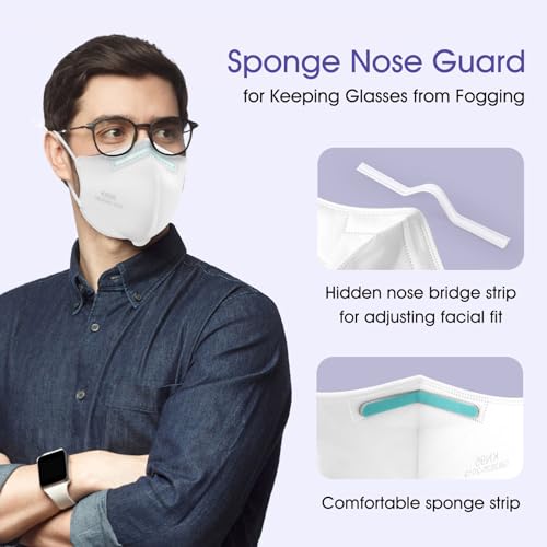 KN95 Adjustable Masks 25 Pack, Individually Wrapped Disposable Masks with Adjustable Ear Loops - color: White