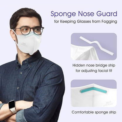 KN95 Adjustable Masks 25 Pack, Individually Wrapped Disposable Masks with Adjustable Ear Loops - color: White