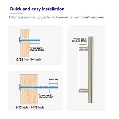 10 Pack Cabinet Handles with 3.75 Inch (96mm) Hole Center Brushed Nickel Cabinet Pulls Stainless Steel Drawer Pulls, Kitchen Knobs for Dresser Drawer, 6 Inch Overall Length - color: Brushed Nickel T-Shaped, size: 3-3/4" Hole Center