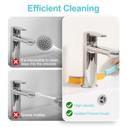 JOYMOOP 4 Pack Crevice Cleaning Brush, Turquoise Hard Bristle Grout Brush, House Cleaning Supplies, Magnetic Gap Cleaning Brush for Kitchen, Bathroom, Window, Toilet, Multifunctional Cleaning Tools - color: Turquoise, size: 4 Pack