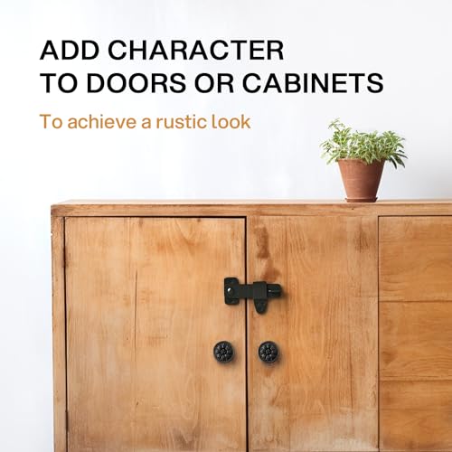 Barn Door Latch - Shed Door Latch - Sliding Barn Door Latches and Catches - Barn Door Lock - Black Wrought Iron Rustic Flip Latch Hardware Kit for Double Doors, Garden Gate, Cabinet, Bar, Pantry