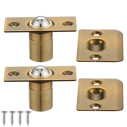 JQK Closet Ball Catch Door Hardware, Stainless Steel Catch Adjustable with Strike Plate, Bronze 2 Pack, HBC100-YRB-P2 - color: Yellow Rubbed Bronze, size: 2 Pack