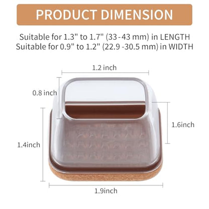 Ezprotekt 24 Pcs Rectangle Clear Silicone Chair Leg Floor Protectors Caps, Rectangle Felt Furniture Leg Pads Covers Cups for Chair Table -Anti-Scratches and No Noise (Fit L :1.3-1.7", W: 0.9-1.2") - size: L-Rectangle
