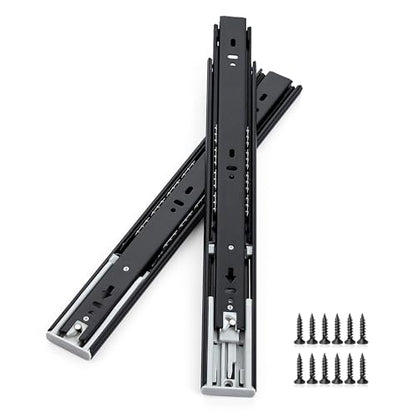 Soft Close Drawer Slides 14 Inch, Full Extension Ball Bearing Heavy Duty Drawer Slides Side Mount for Cabinet (1 Pairs, Black) - size: 14 Inch