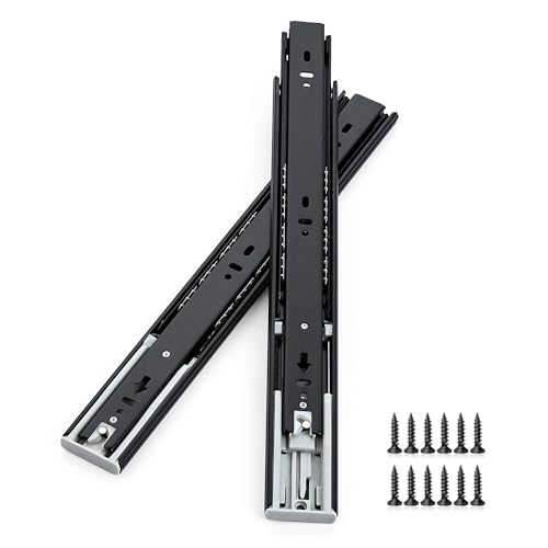 Soft Close Drawer Slides 14 Inch, Full Extension Ball Bearing Heavy Duty Drawer Slides Side Mount for Cabinet (1 Pairs, Black) - size: 14 Inch