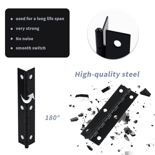 Antrader 2.9" x 0.9" Long Folding Hinges, Cabinet Gate Closet Door Hinge, Home Furniture Hardware with Mounting Screws, Black, Pack of 12 - color: Black, size: 2.9" x 0.9", 12pcs