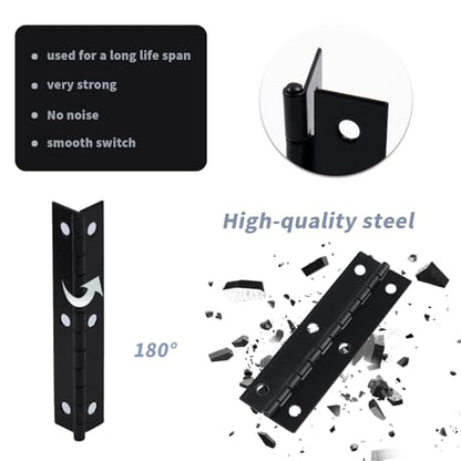 Antrader 2.9" x 0.9" Long Folding Hinges, Cabinet Gate Closet Door Hinge, Home Furniture Hardware with Mounting Screws, Black, Pack of 12 - color: Black, size: 2.9" x 0.9", 12pcs