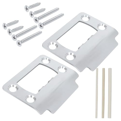 Door Latch Strike Plate, Stainless Steel Door Lock Plate Repair Kit, Universal Security Striker for Fixes Door Won’t Latch, Indoor or Outdoor Security Reinforcement (Silver)