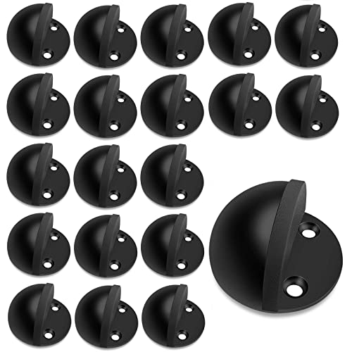 20 Pack Door Stoppers Self Adhesive Floor Mount Door Stop No Drill Black Rubber Bumper Doorstop Wall Protector, Stainless Steel Half Dome Shaped - color: Black, size: 20 Pack