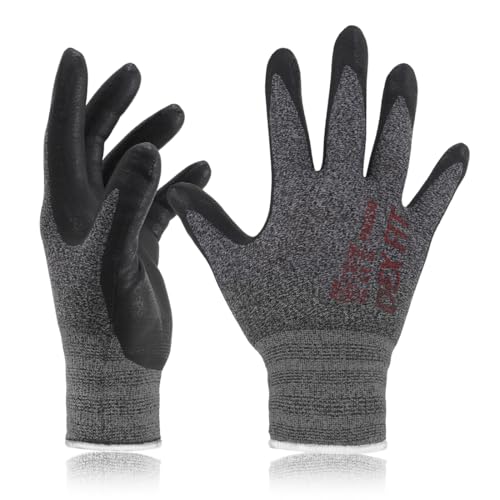 DEX FIT Nitrile Work Gloves FN330, 1 Pair, 3D-Comfort Stretchy Fit, Firm Grip, Thin & Lightweight, Touch-Screen Compatible, Durable, Breathable & Cool, Machine Washable; Black Grey S (7) - color: Blackgrey, size: Small(1 Pair)