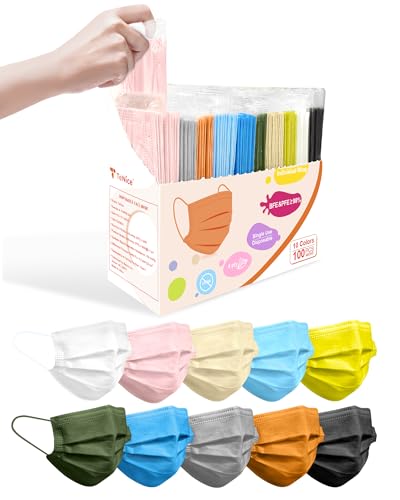 Face Masks Disposable 100 Pack, 4 Ply ASTM Level 3 Medical Grade, Breathable for Adult Outdoor Protection, Individually Wrapped for Home, School & Office, Glowing Dawn - color: Glowing Dawn