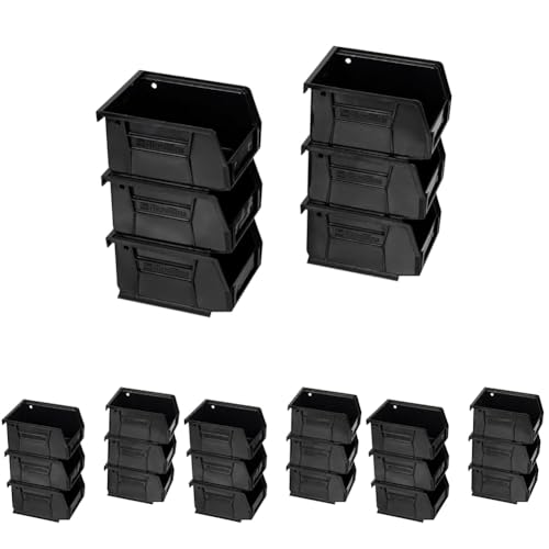 Akro-Mils 30210 AkroBins Plastic Storage Bins, Space-Saving Stackable Bins for Garage, Pantry, Craft Organization, 5" x 4" x 3", Black, (Pack of 24) - color: Black, size: 24 Pack