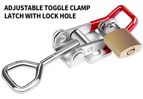 Vicuna R Heavy Duty Toggle Latch Clamp 4002, Adjustable Toggle Clamp Latch With Lock Hole, 550Lbs Holding Capacity Pull Latch for Smoker Lid Jig, Tool Box Case 2Pack (with 10PCS Screws) - style: 4002-2PK