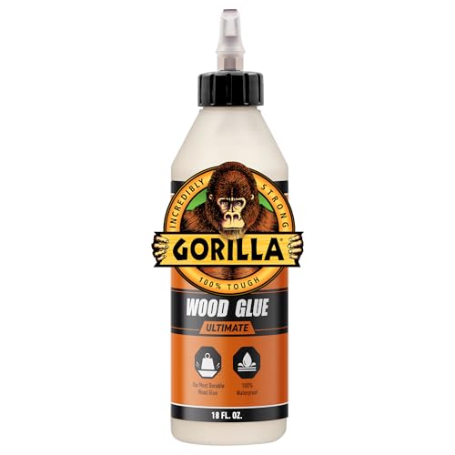 Gorilla Ultimate Waterproof Wood Glue, Natural Color, 18 oz (Pack of 1) – For Wood Working Projects and Repairs, Indoor & Outdoor - size: 18oz (1 Pack)